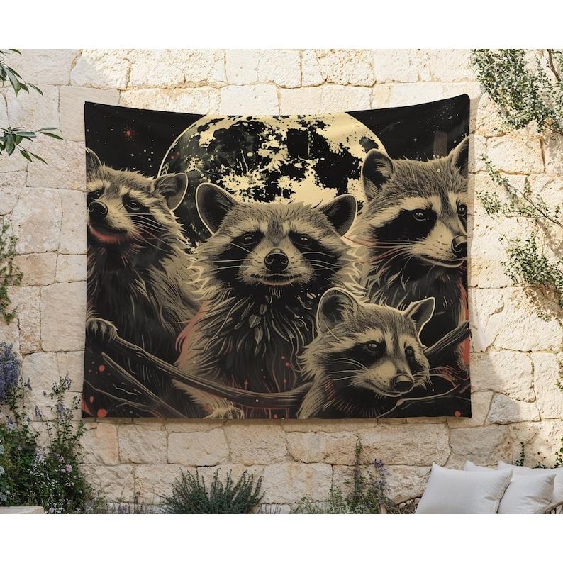 Raccoon tapestry 75x100 чёрный
