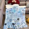 Blue Aesthetic Collage Flannel Blanket Warm Soft Halloween Christmas Couch Warm Cozy Decorative Decor Gift for All Season