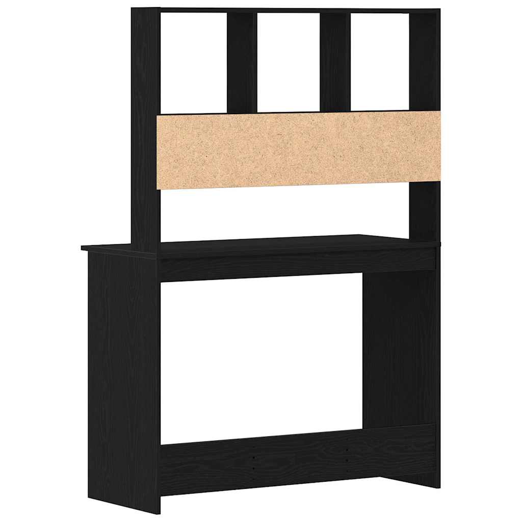 Desk with Shelves Black Oak Effect 102 x 45 x 148 cm