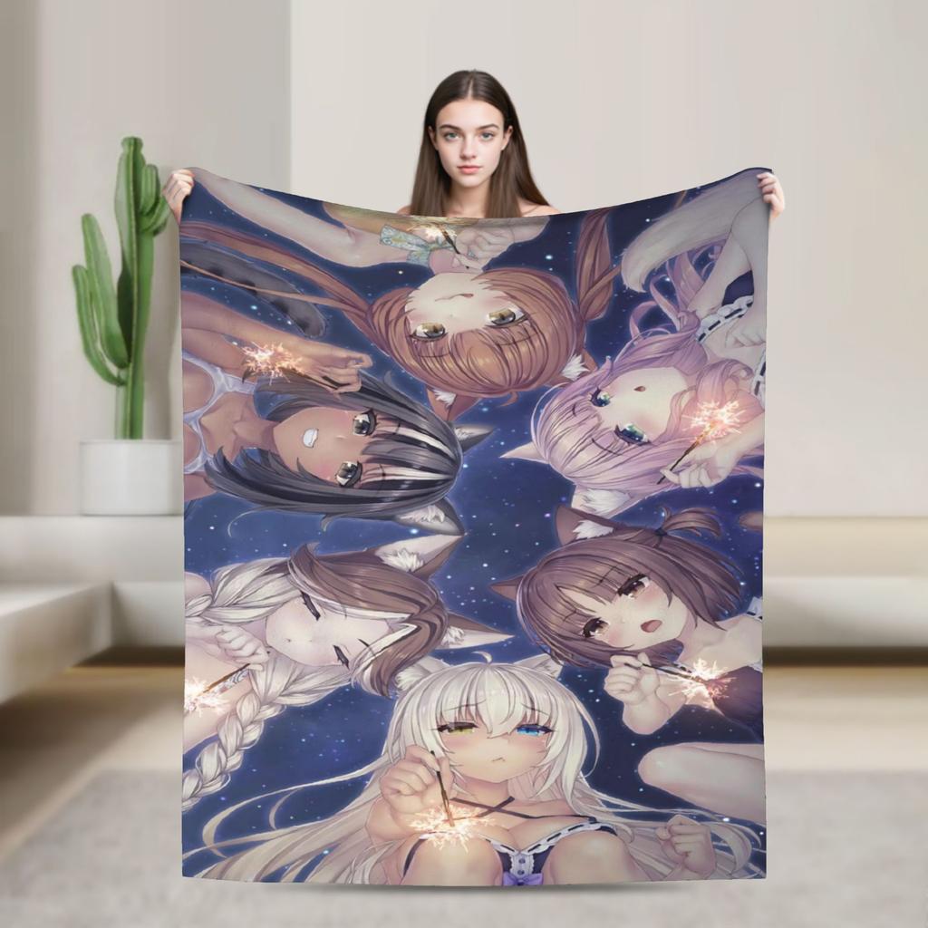 Anime N-Nekopara Stuff Blanket Ultra-Soft Coral Fleece Plush  Throw Blankets Relax Rug Piece