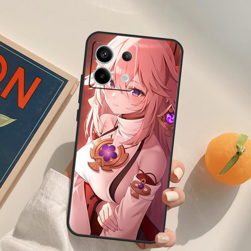Genshin Impact Yae MIko Funda For Xiaomi Redmi Note 14 Pro 9 10 11 12 13 Pro 10S 11S 12S Redmi 10C 12C 13C 14C Case