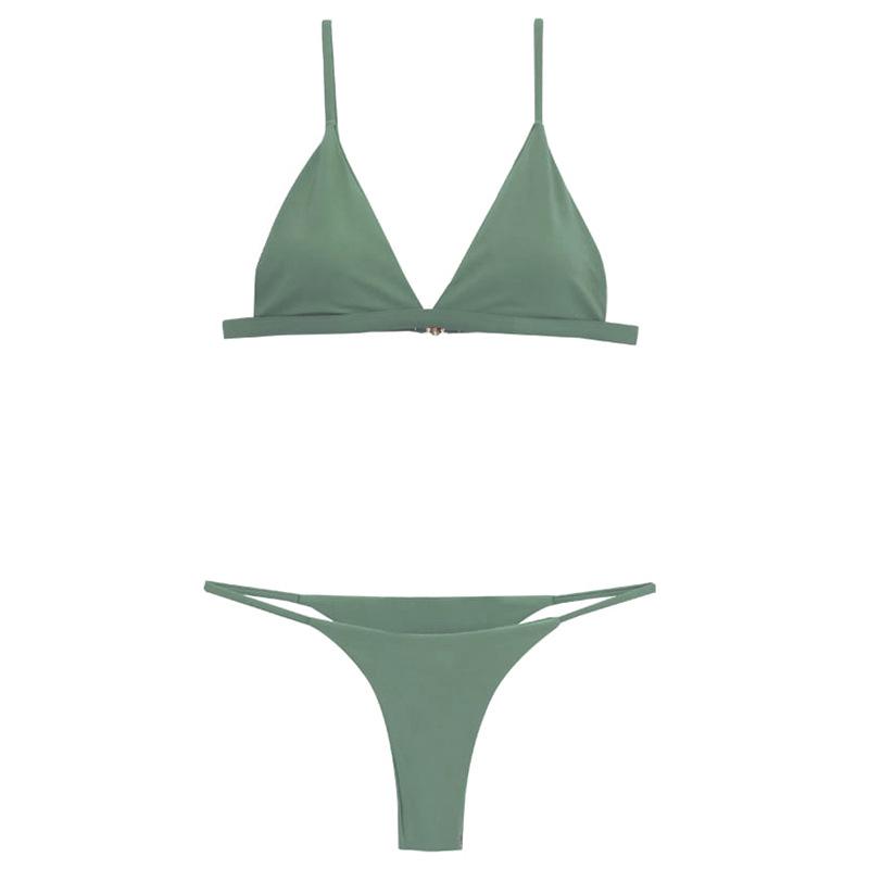 

Купальник бикини из многоцветного нейлона в европейском и американском стиле - Сексуальный женский дизайн из трех частей для пляжа или горячего источника Large армия зеленый