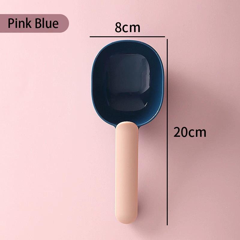 

Совок для корма для собак, многофункциональная ложка для кормления домашних животных с уплотнительным зажимом, пластиковая мерная ложка для корма для кошек, специальная мерная ложка розовый