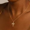 14k Gold Plated Cross Necklace for Women Zircon Crown Cross Pendant Necklaces