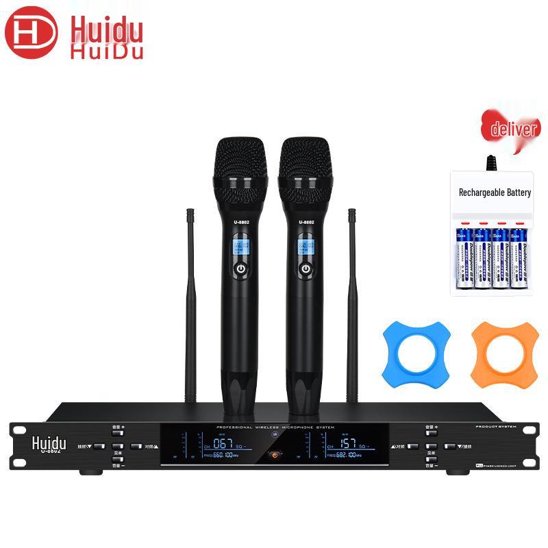 HuiDu U8801/8802 Pro Dual Wireless Microphone with Adjustable Frequency for Conferences