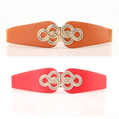 Ladies Elastic Belt Retro Twist Buckle Court Wide Waist Seal With Skirt Coat Decorative Belt
