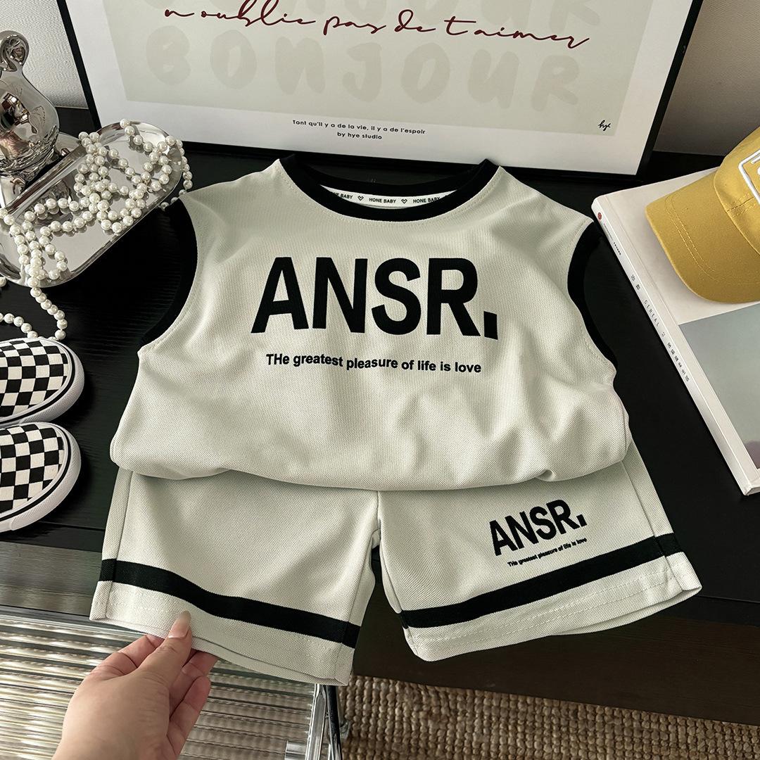 

Детский комплект жилет и шорты Летняя одежда для мальчиков и девочек Комплект из двух предметов с короткими рукавами Жилет Шорты Детская одежда 170