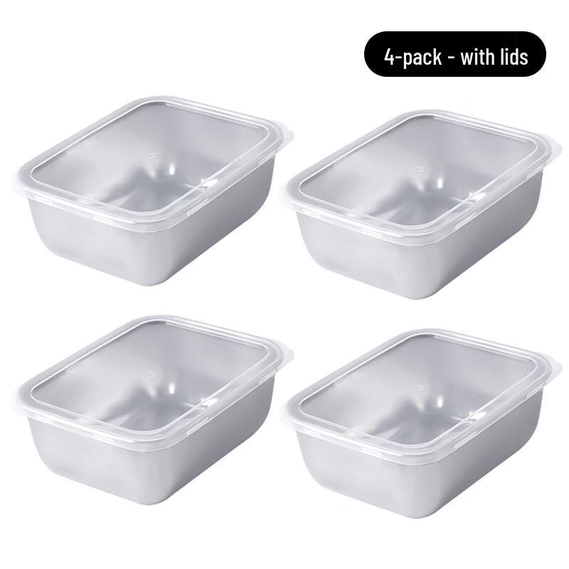 ZISIZ Small 316 Stainless Steel Square Food Containers - 6-Pack