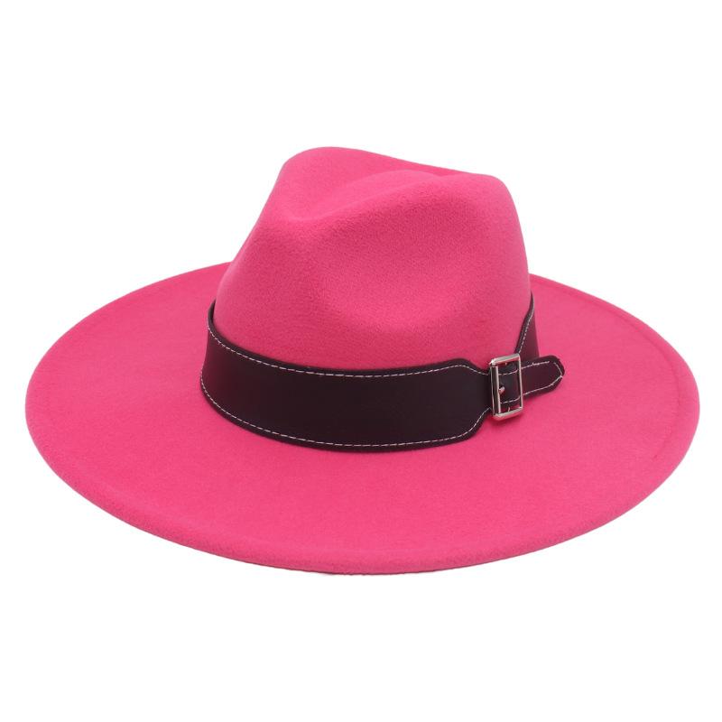 New Black Belt, Large Brim, High-End Clothing With Wholesale Men'S And Women'S Felt Woolen Top Hats