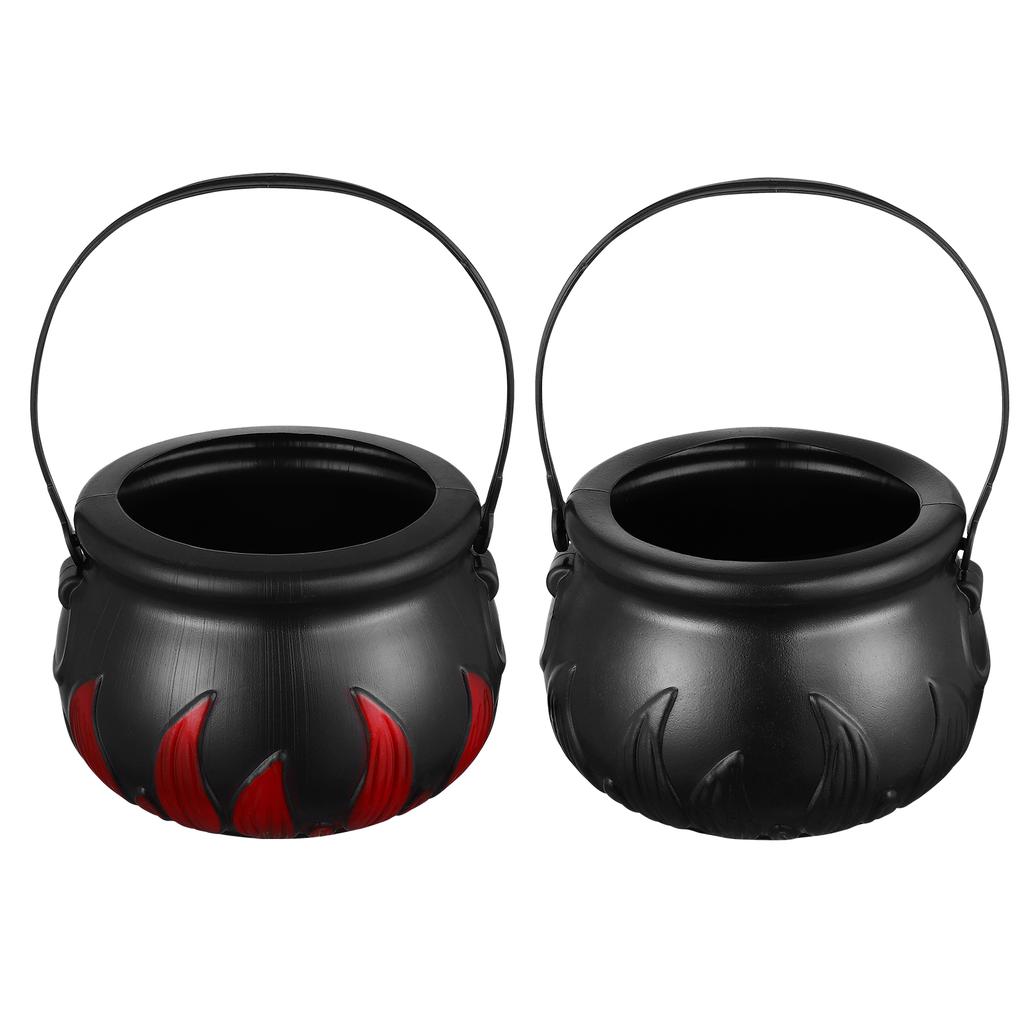 2 Pcs Witch Jar Handheld Basket Toys Halloween Decor Party Candy Bucket Bowl Kids Lanterns Portable Large Trick Treat Props