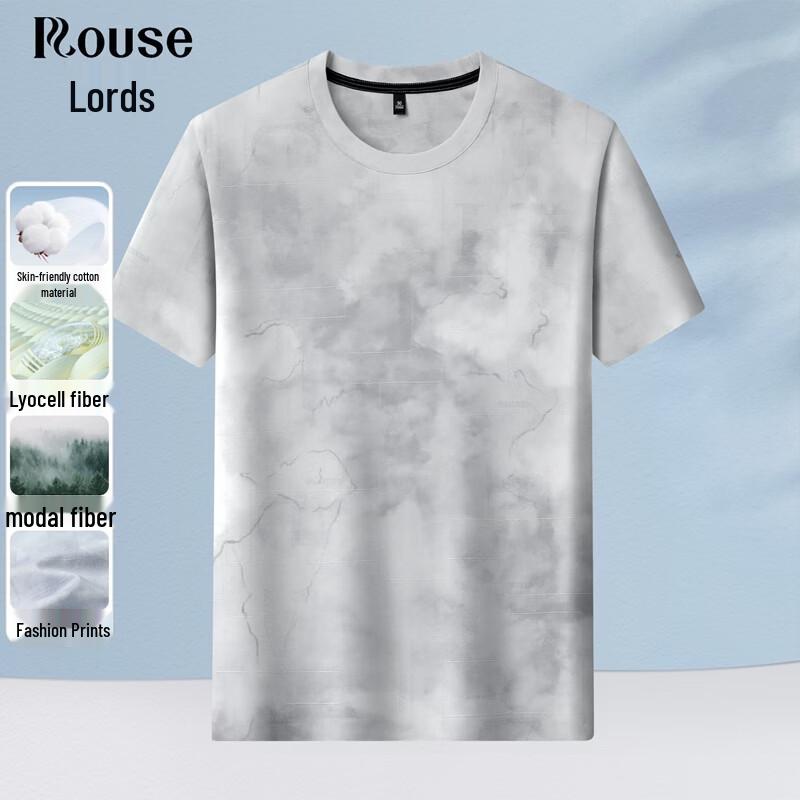Men s Premium Modal Lyocell Cotton Blend Short-Sleeve T-Shirt 2XL/185