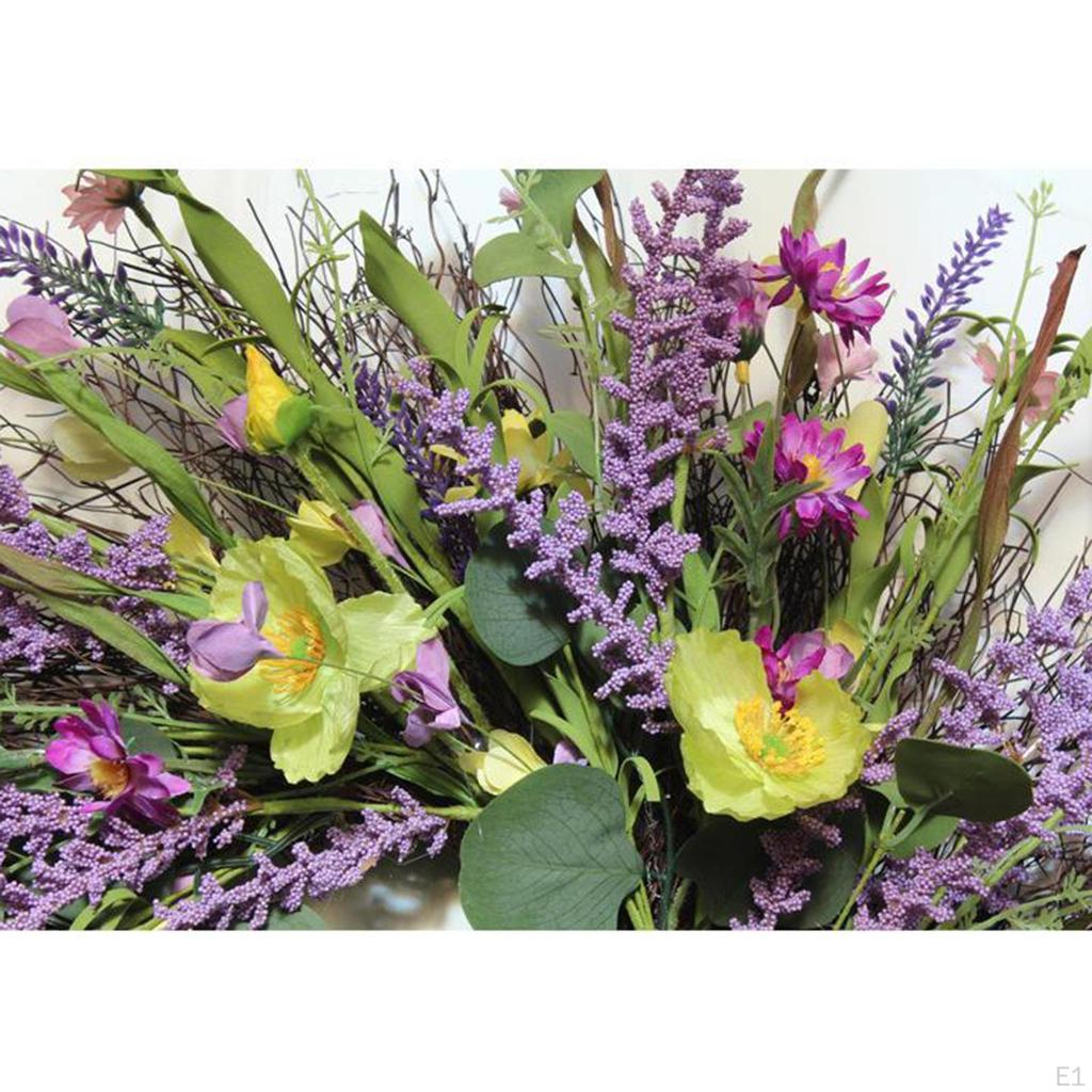 Artificial Lavender Wreaths Flower Wreath for Front Door Farmhouse Welcome Hanging