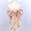 Japanese Kimono Obi: Brocade Jacquard Taiko Bow with Floral Knot Trim