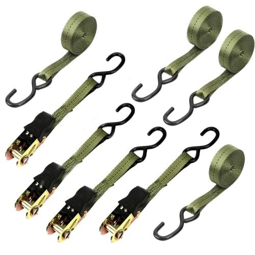 

KOKITEA Ratchet-Type Cargo Tie-Down Straps, 6m Long, 800kg Breaking Load, Set of 4, Fastening and Securement, Multi-Purpose, Moving and Transport Lash