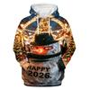 Men's Long Sleeve Hooded Sweatshirt with Christmas Print for Holiday Casual Wear