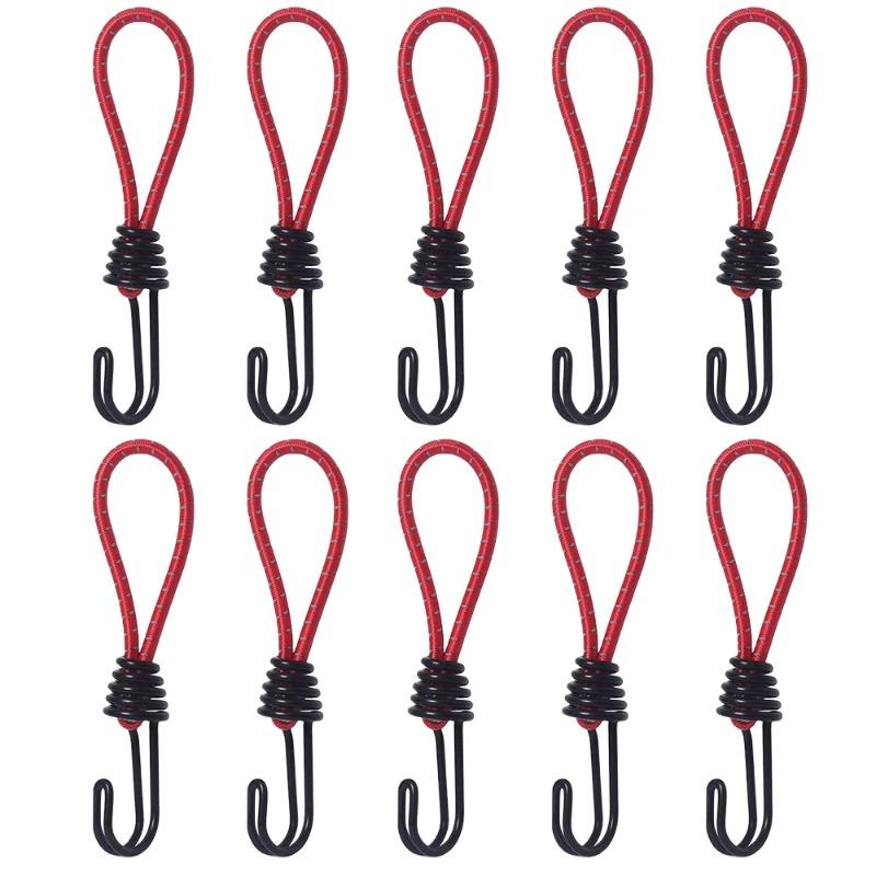 10 stk Telt Elastisk tau Snorkrok Allsidig Utendørs Camping Baldakin Tarp Telt Festesnor Snor Karabinkroker Tilbehør