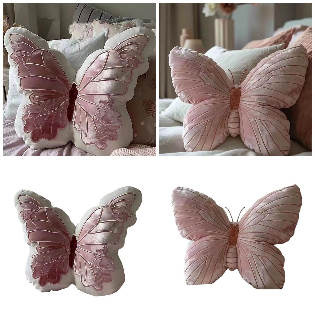 Butterfly Shape Velvets Throw Pillow for Women Girls Stuffed Cushion Pad for Bedroom Living Room Sofa Couch Decoration