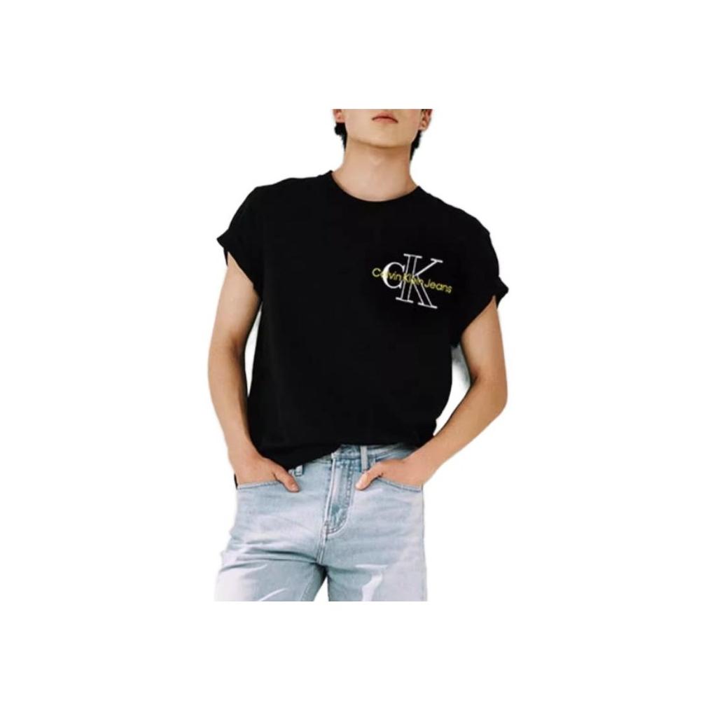 Calvin Klein Letter Logo Print Short Sleeve T-Shirt Men Tops Black J320181