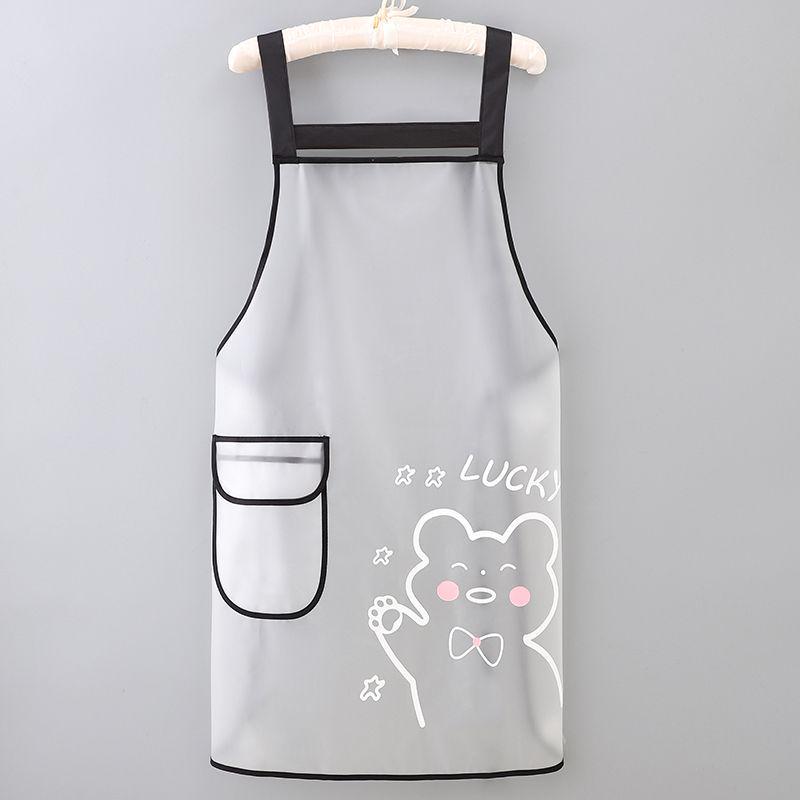 Wash-free Waterproof Printed Seafood Apron - Sleeveless, Oil-proof, Semi-transparent Waist Apron for Work.