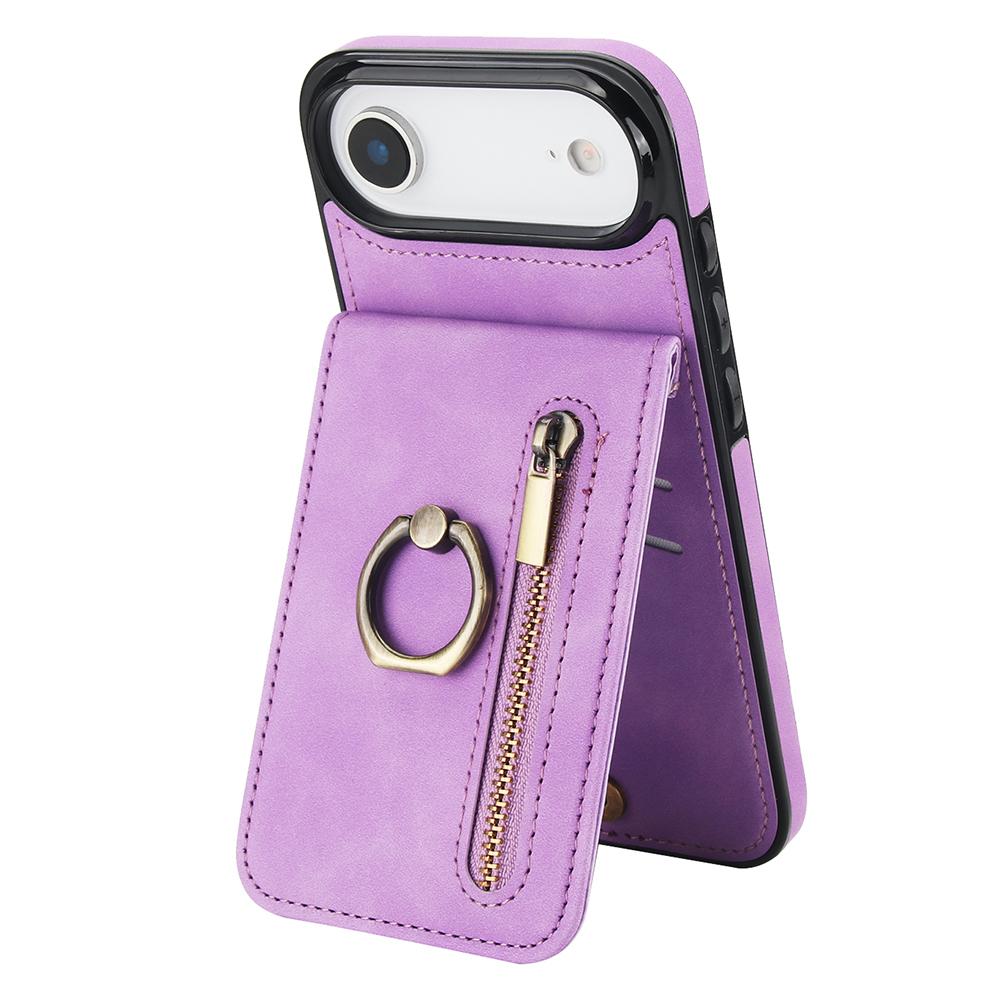 For iPhone Air Case Zipper RFID Blocking Retro Leather + TPU Phone Cover with Kickstand