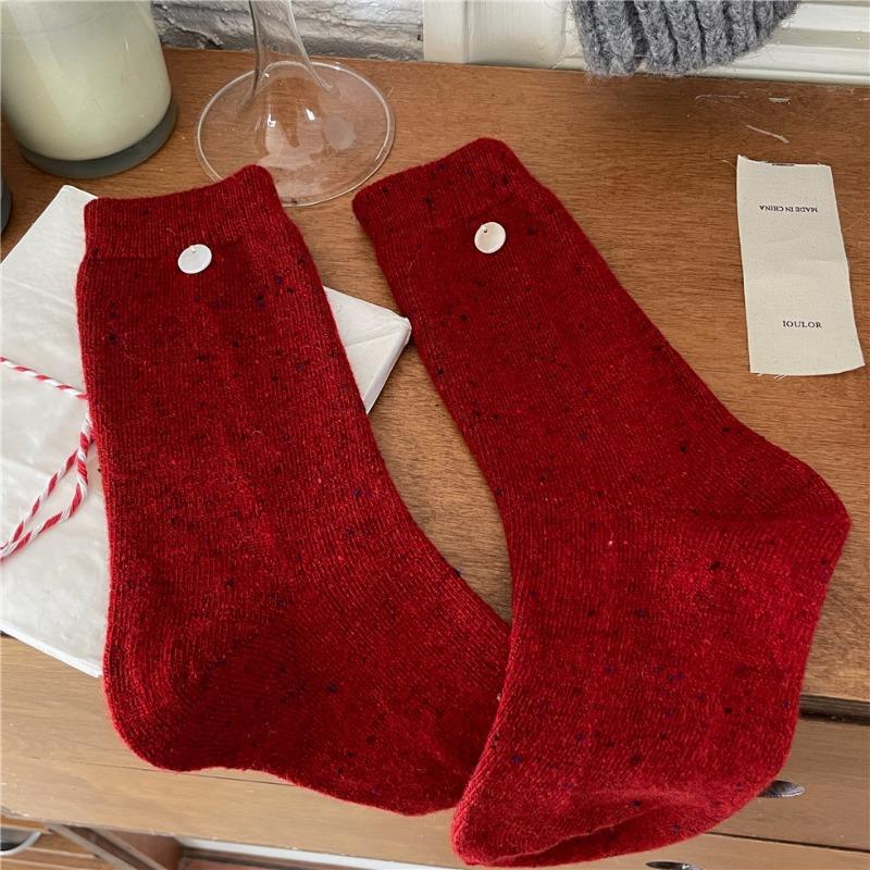 

Женские зимние новогодние носки-пинетки из красной шерсти на год Бэнмин 1 pair