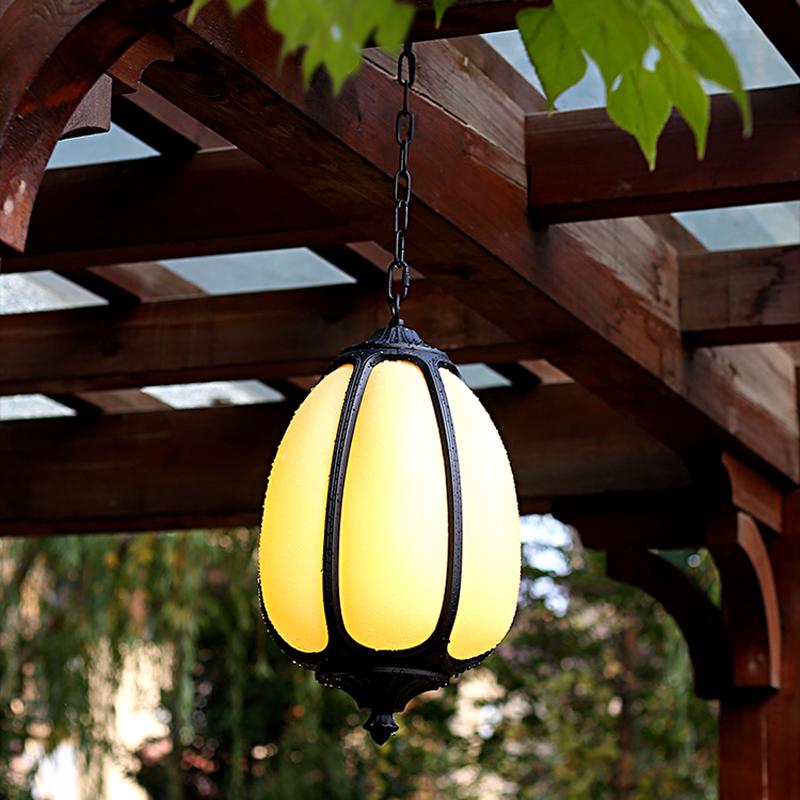 Retro Outdoor Hanging Lamp Waterproof Luminaria Pendant Lights Balcony Residential Corridor Walkway Exterior Pumpkin-Shaped Lamp