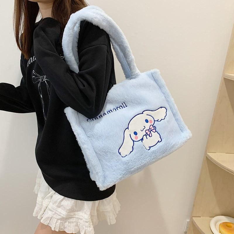 Hello Kitty Stitch Labubu Plush Shoulder Bag With Zipper Closure For Daily Casual Use