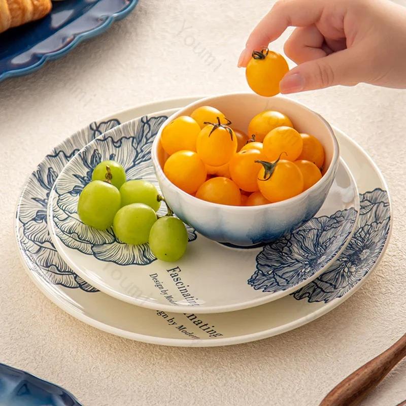 Retro Creative Ceramic Plate Light Luxury Hotel Restaurant Delicious Dishes Dining Plates Modern Style Premium Tableware