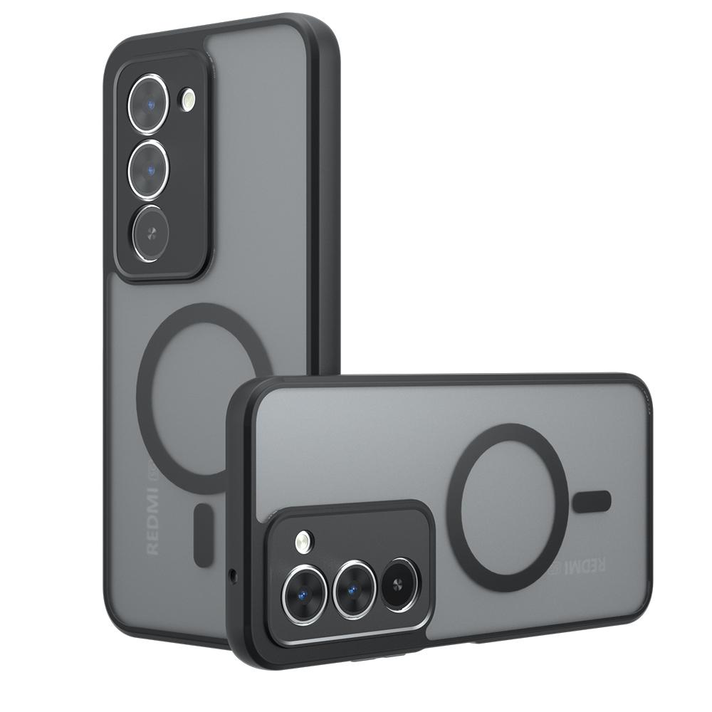 

Чехол для Xiaomi Redmi 15 4G 171мм 5G 169мм Магнитная Беспроводная Зарядка Мягкий ТПУ Рамка Жесткий Пластик Полупрозрачный Матовый Чехол для Телефона Redmi 15 5G 169.5mm чёрный