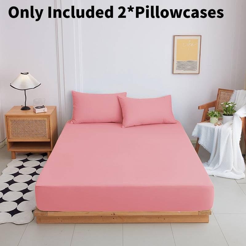 Color Mattress Solid Protector Pillowcase Bedspread Set Home Textile Accessories