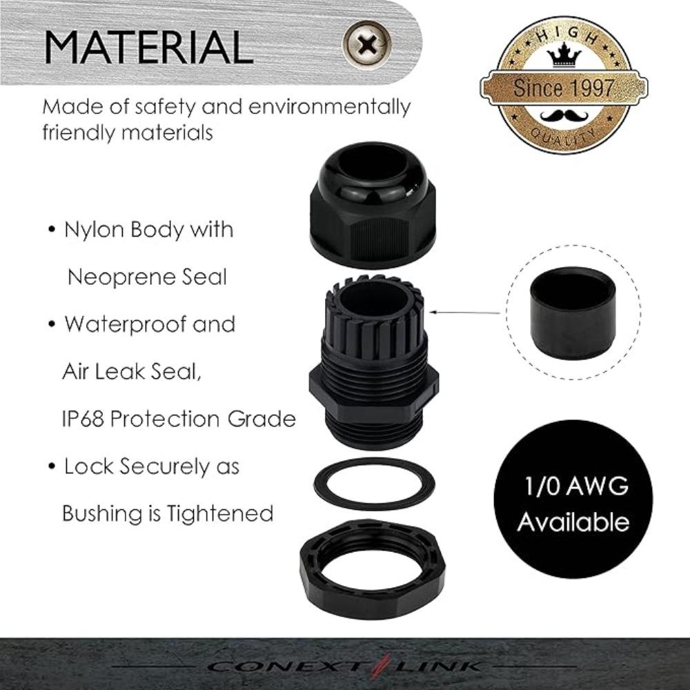 10pcs Waterproof Cable Gland M8 M12 M16 M20 M25 M32 M40 Black Plastic Seal Joint Nylon  IP68 White Cable Fixing Nylon Connector