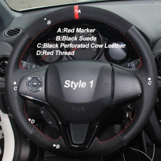 DIY Car Steering Wheel Cover For Honda Fit City Jazz 2014- HR-V HRV Vezel