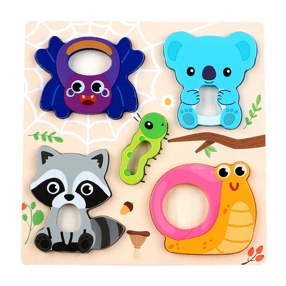 3D Wooden Puzzles Safe Cute Animal Series Animals Cognitive Jigsaw Puzzle Portable Cartoon Animals Puzzles