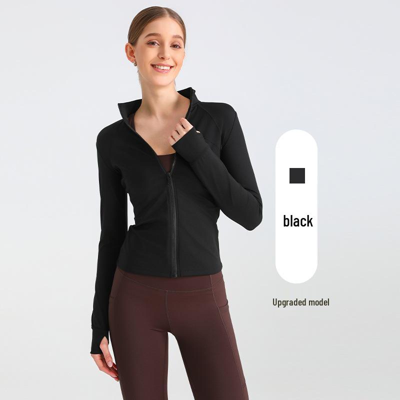 

Women s Slimming Stand Collar Yoga Jacket - Long Sleeve, Spring/Autumn Fitness Outerwear Small