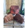Motorcycle Saddle Leather Bags two Saddlebag Luggage Bag (Free Sling Brown Bag Size - 9 x 7 x 3 in )