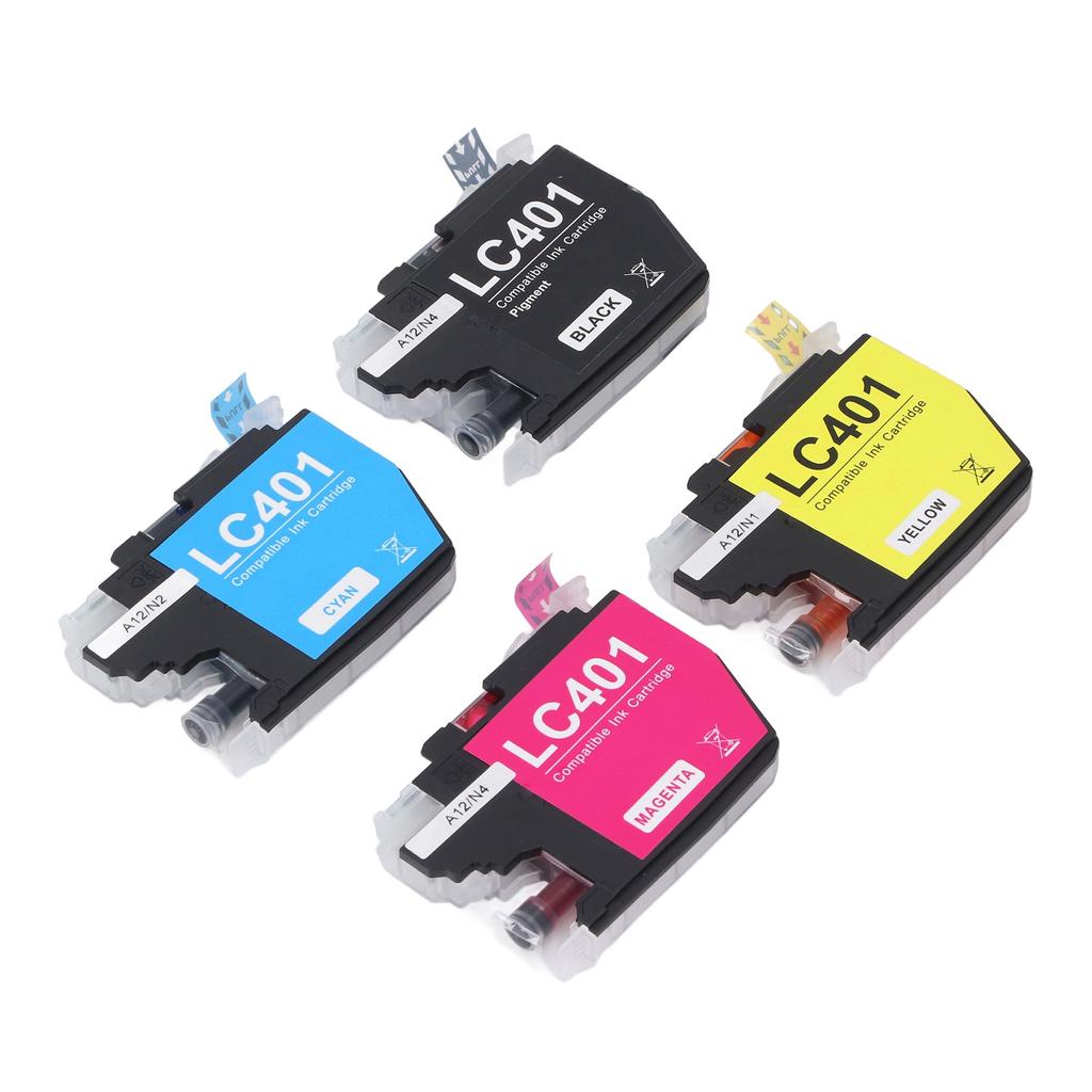 Sada 4ks inkoustových kazet pro výměnu inkoustové tiskárny Černá azurová purpurová žlutá LC401