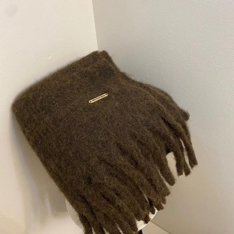 Cachecol versátil doce e fofo cor de doce inverno espessado xale quente mohair cor sólida cachecol de casal