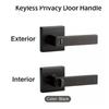 Modern Matte Black Door Handle For Bathroom And Bedroom Aluminum Alloys Smooth Grip Privacy Lock Indoor Installation