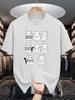 Unisex Crew Neck Tee Cute Doodle Cats Cartoon Art Graphic Print Soft Cotton Loose Short Sleeve Summer Casual Male Streetwear Tops