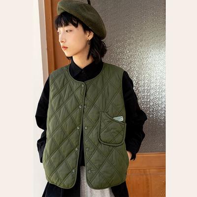 Women's Autumn and Winter Warm Loose Windproof Vest Sleeveless Vest Vintage Plaid Plus Size Vest