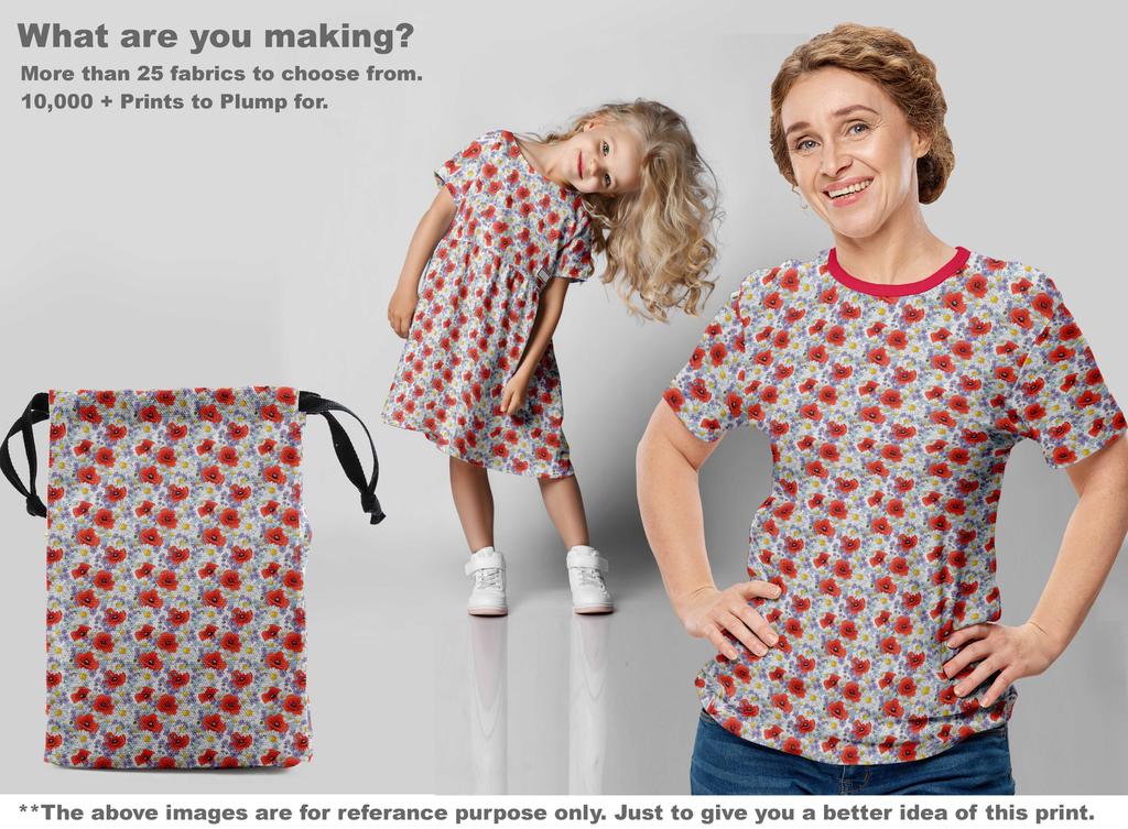 oneOone Cotton Flex Red Fabric Watercolor Floral Sewing Material Print Fabric By The Yard 40 Inch