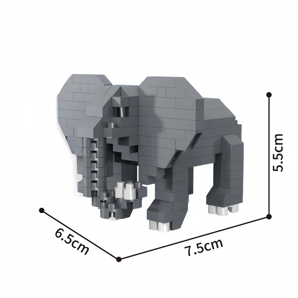 KNEW BUILT 3D Animal Model ElephantHippoLionLeopard Micro Mini Building Block Toys-Create ZooPuzzle AssemblyChristmas Gifts