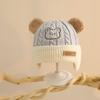 Warm Thick Knitted Beanie Hat Embroidery Pullover Hat New Kids Bear Ear Hat  Autumn