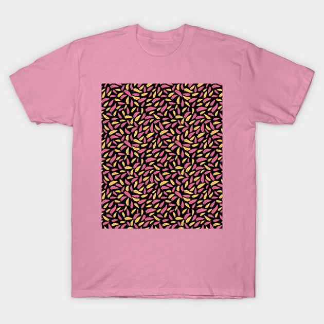 T Shirt Women Floral Pink And Yellow Leaves Pattern Harajuku Print Kawaii Tshirt Summer Short Sleeve Female T-Shirt Top Tee