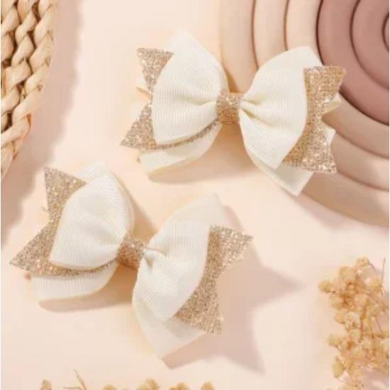 2Pcs/set Baby Dovetail Bow Hair Clips for Women Girls Handmade Glitter Bowknote Hairpins Daily Bowknot Headwear Hair Accessories