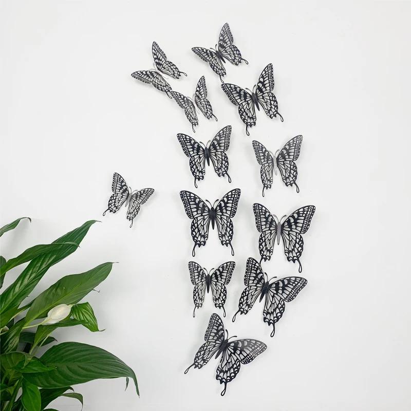 12Pcs 3D Hollow Colorful Butterfly Wall Stickers For Wedding Decoration Bedroom Children's Room Wall Art Kids Room Living Room
