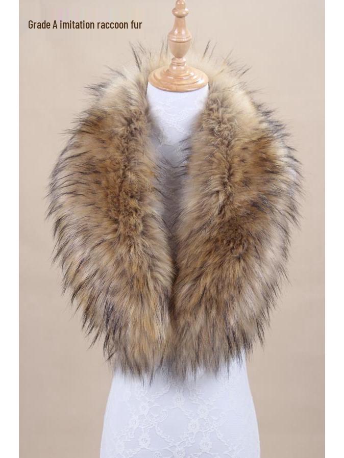 

Воротник и шаль из искусственного меха лисы-енота – Пушистый, теплый шарф для осени и зимы