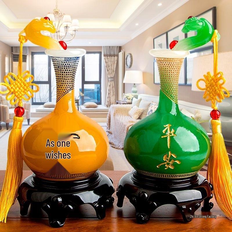 Ruyi Ping'an Vase - Living Room Ornament, Bookcase & TV Cabinet Display, Home Decoration Craft Gift