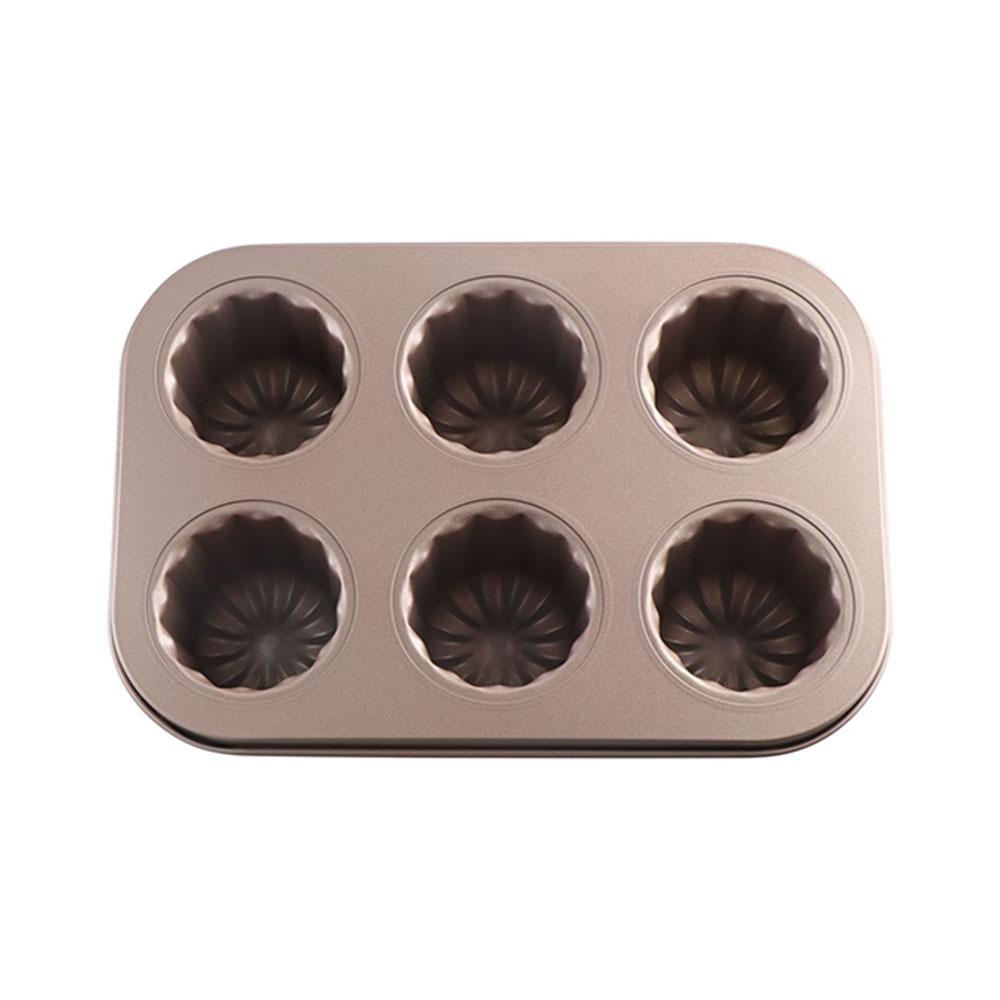 

Pastry Mousse French Cookware Non-Stick Carbon Steel Canele Mold Cannele Mould Cake Pan Baking Tool 6-Cavity