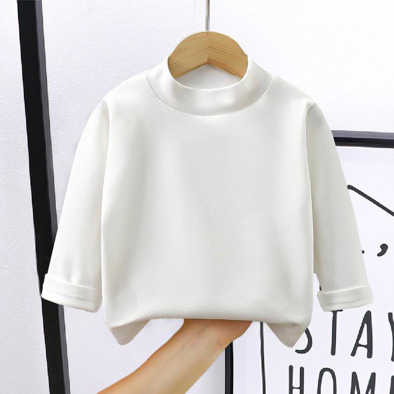 

Детская однотонная двухсторонняя флисовая футболка с длинным рукавом и высоким воротником для осени и зимы 90 cm